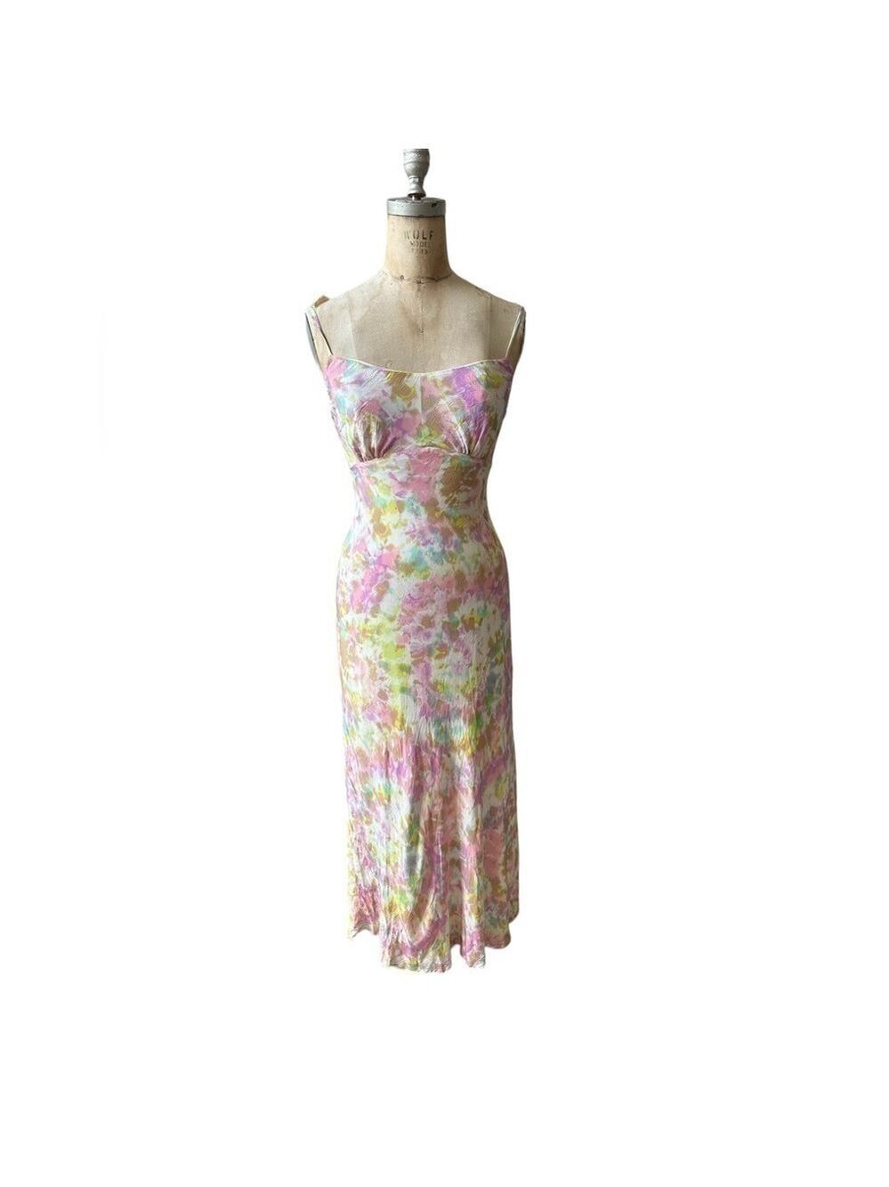 Astr the label charisma tie dye midi dress pink yellow size M - Picture 5 of 11